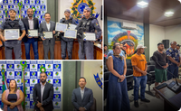 3ª Sessão Solene  1°Ano Legislativo - 14ª Legislatura. Entrega de Moção de Aplausos e Elogios ao Dep. Estadual Roberto Góes e aos Policiais Militares Sd. Campelo, Sd R.Garcia e Sd Kelvin.