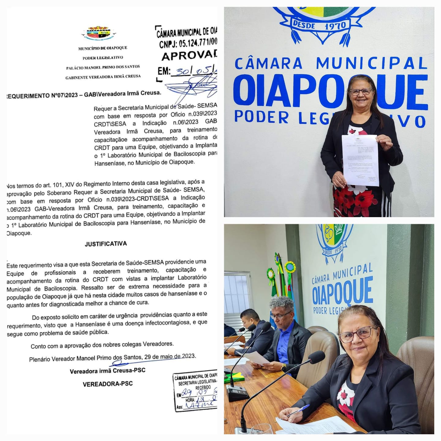 Na 13ª Sessão Ordinária Deliberativa, realizada na manhã de terça-feira (30), a Vereadora Irmã Creusa  apresentou dois requerimentos:  