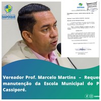 Na 15ª Sessão Ordinária Deliberativa, realizada nesta terça-feira (13), o Vereador Prof. Marcelo Martins apresentou o seguinte requerimento: